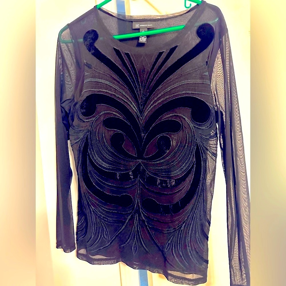 INC International Concepts Black Top with velvet design